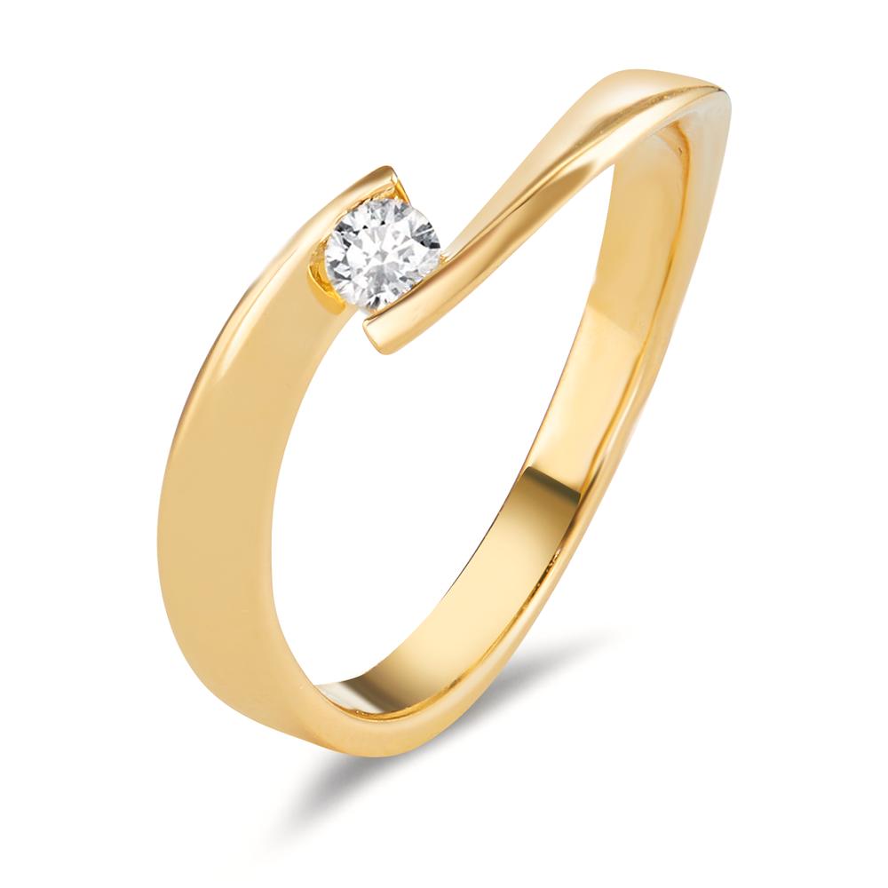 Ring 750/18 krt geel goud Diamant 0.09 ct, w-si