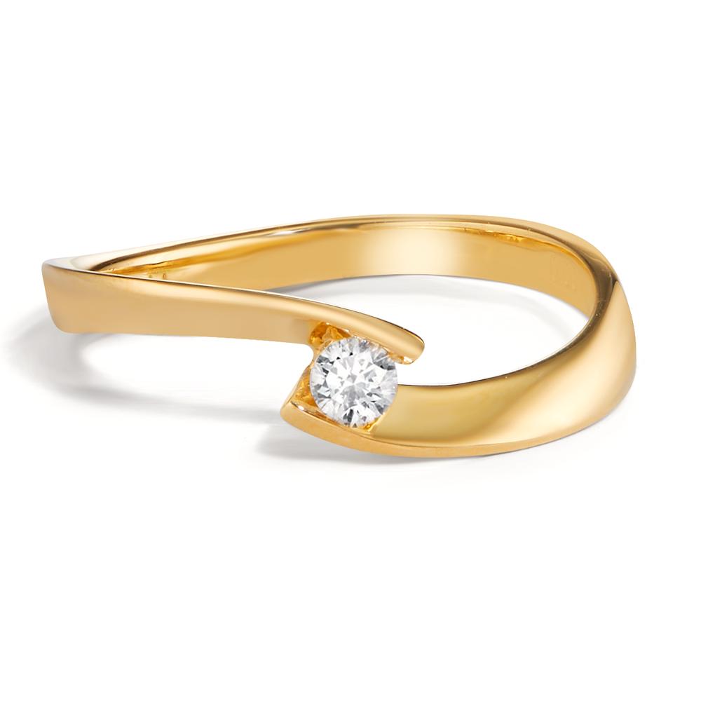 Ring 750/18 krt geel goud Diamant 0.09 ct, w-si