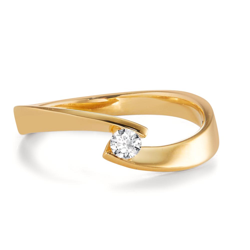 Ring 750/18 krt geel goud Diamant 0.13 ct, w-si