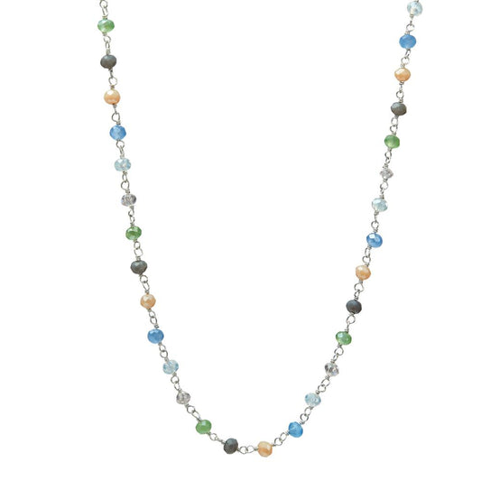 Collier Zilver Kristal 53 Steen Gerhodineerd 40-45 cm