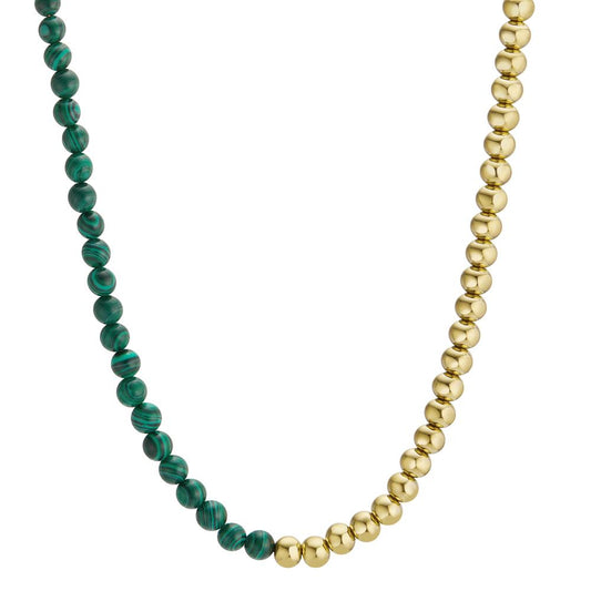 Collier Acier inoxydable Malachit vert jaune PVD 42-45 cm Ø4 mm