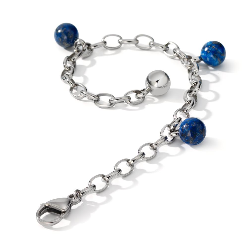 Armband Edelstahl Lapislazuli 3 Steine verstellbar Ø4 mm