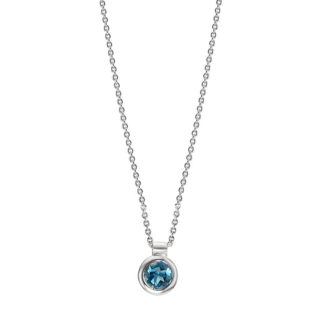 Collier 750/18K witgoud Londen blauw Topaas 40-42 cm