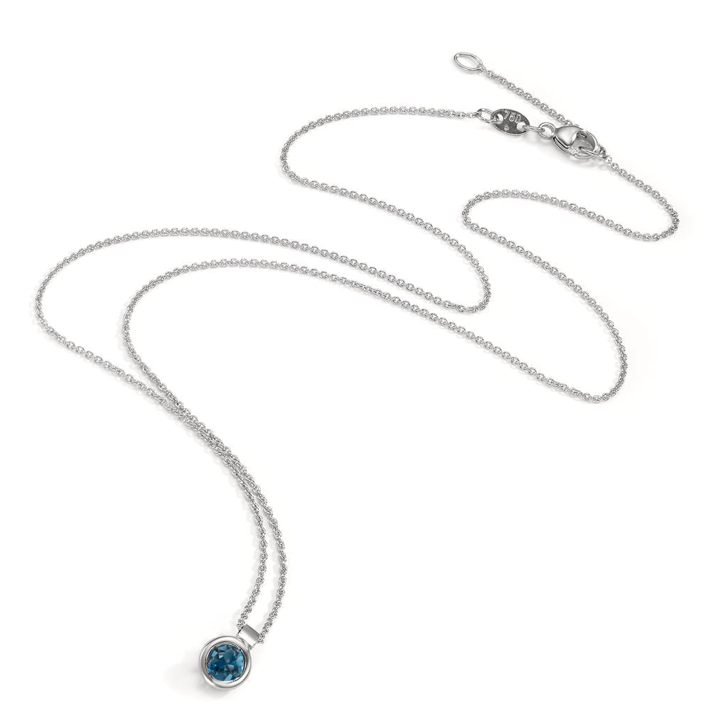 Collier 750/18K witgoud Londen blauw Topaas 40-42 cm