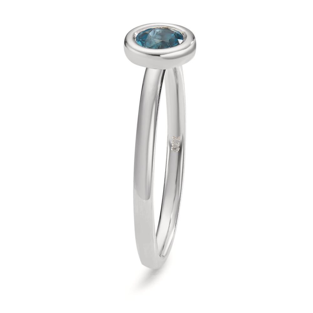 Bague Or blanc 18K Topaze London Blue Ø5 mm