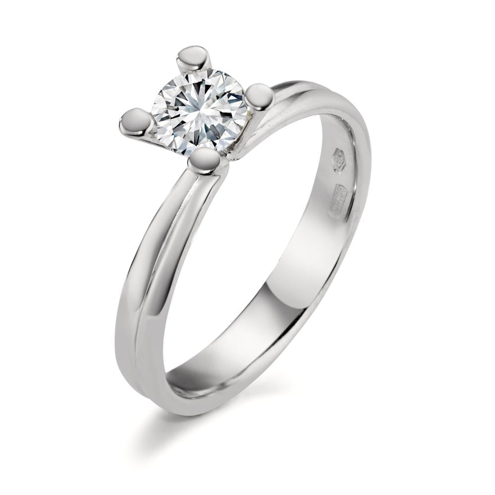 Bague solitaire Or blanc 18K Moissanite 5 mm