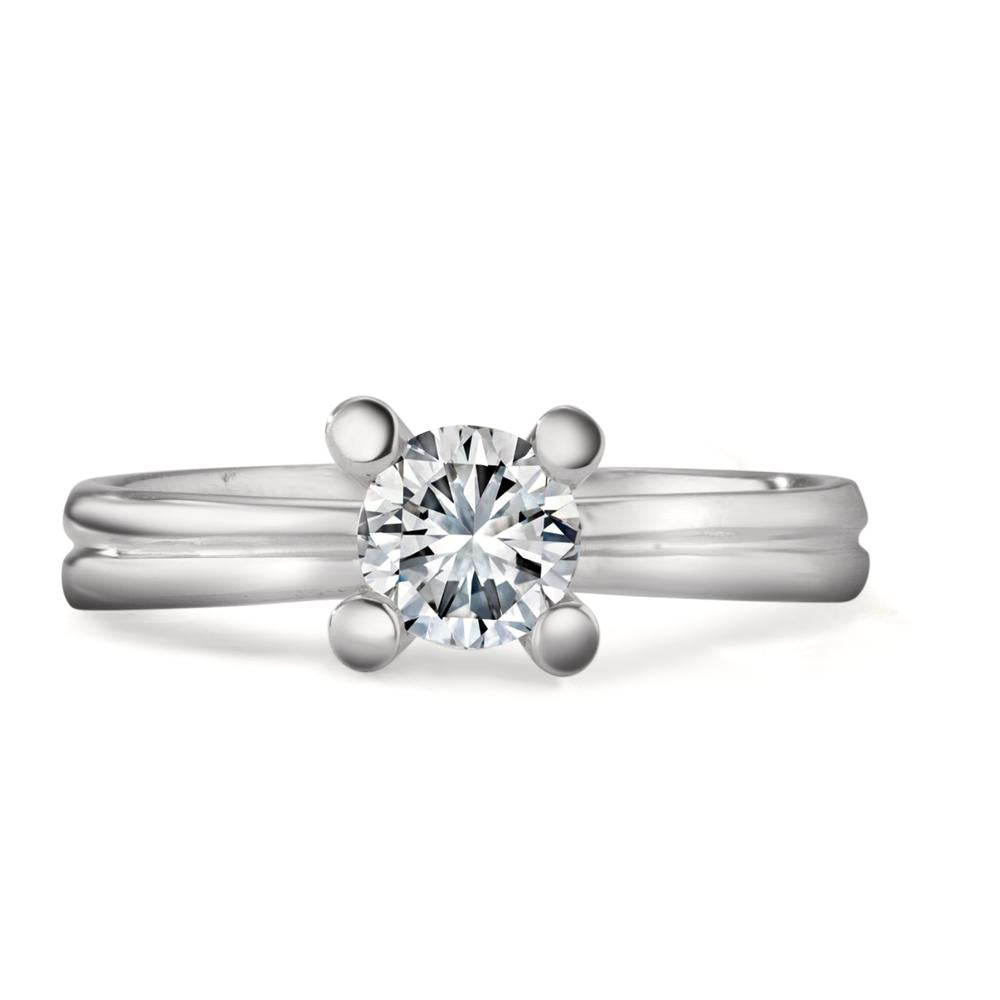 Bague solitaire Or blanc 18K Moissanite 5 mm