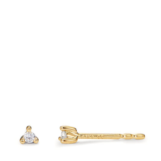 Clous d'oreilles Or jaune 18K Diamant 0.04 ct, 2 Pierres, w-pi1 Ø2.5 mm