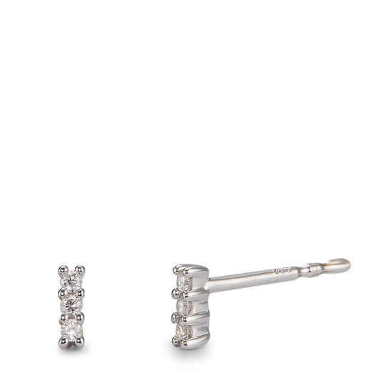 Clous d'oreilles Or blanc 18K Diamant 0.05 ct, 6 Pierres, w-pi1