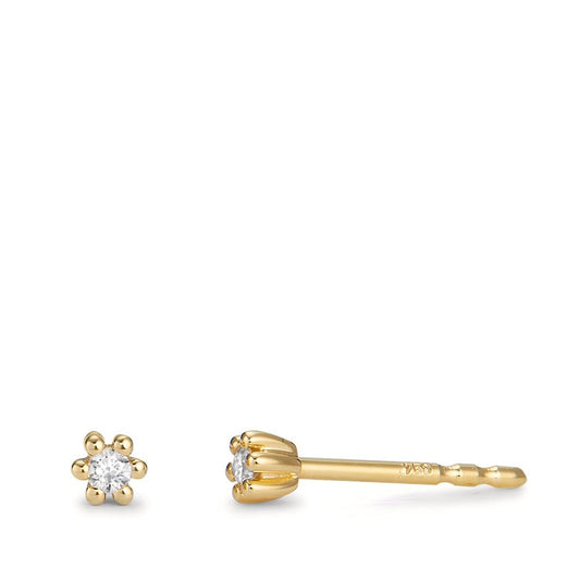 Clous d'oreilles Or jaune 18K Diamant 0.04 ct, 2 Pierres, w-pi1 Ø3 mm