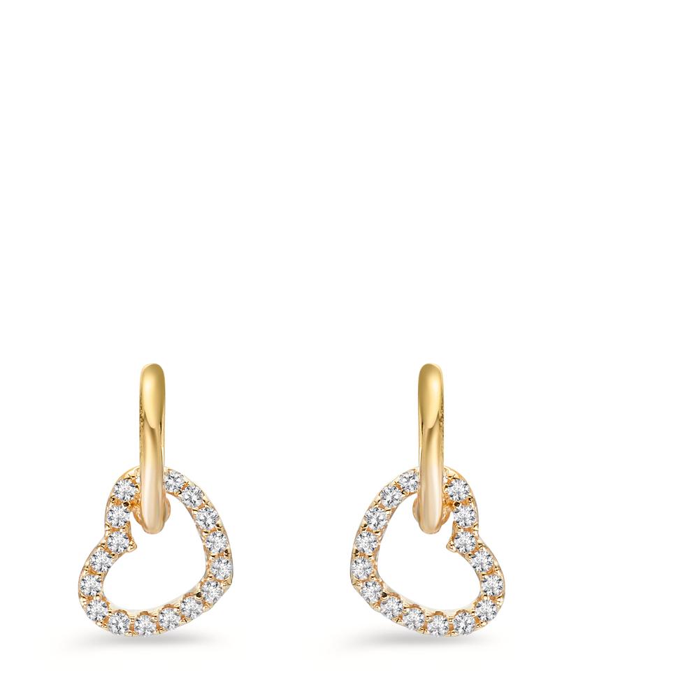 Pendant d'oreilles Or jaune 14K Zircone Coeur