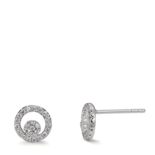 Clous d'oreilles Argent Zircone blanc Rhodié Ø7.5 mm