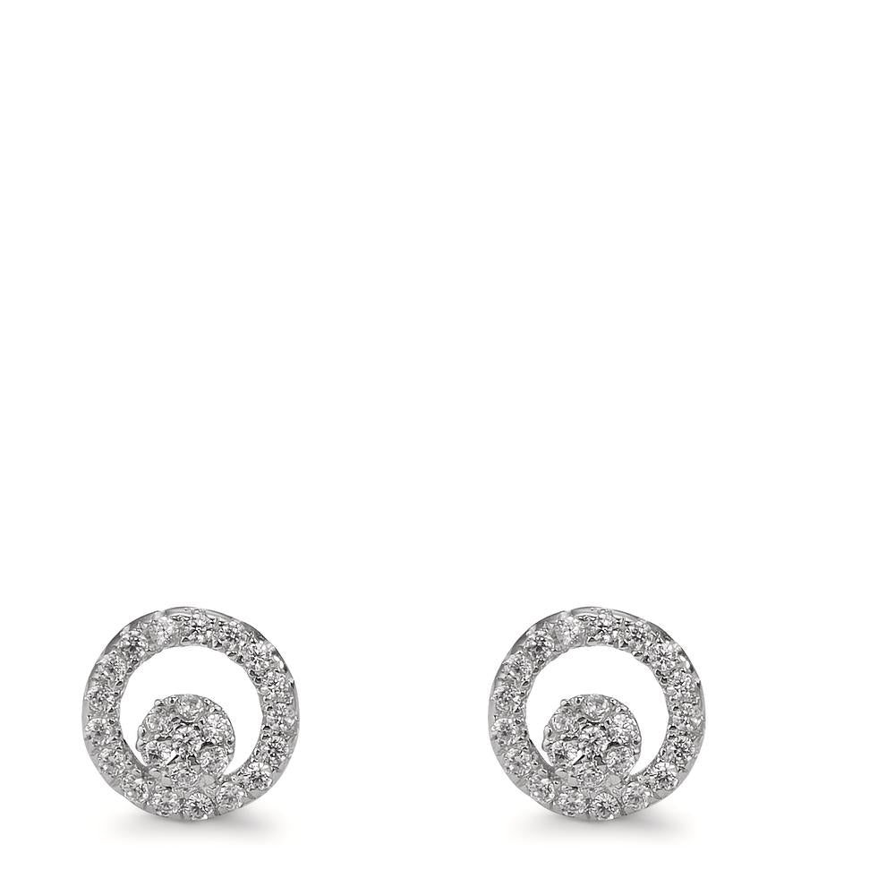 Clous d'oreilles Argent Zircone blanc Rhodié Ø7.5 mm