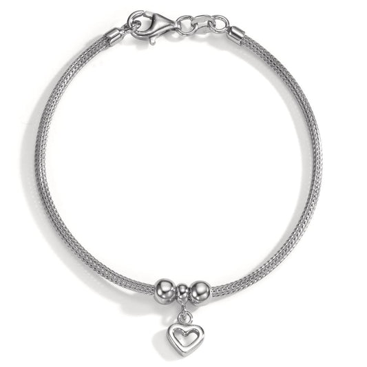 Bracelet Argent Rhodié Coeur 18.5 cm