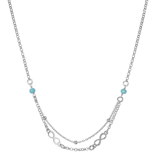 Collier Zilver Kristal aquatisch, 2 Steen Gerhodineerd Oneindigheid 38-41 cm