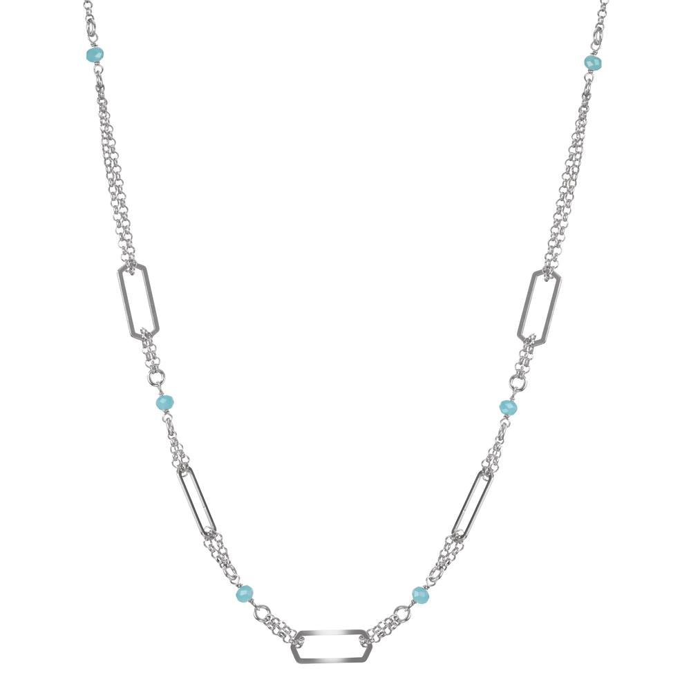 Collier Zilver Kristal aquatisch, 6 Steen Gerhodineerd 42-45 cm