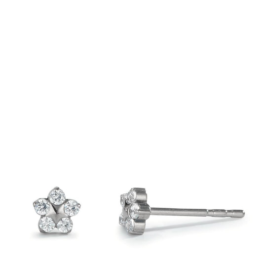 Clous d'oreilles Titane Zircone 5 Pierres Fleur Ø4.5 mm