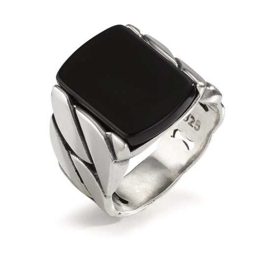 Fingerring Silber Onyx patiniert