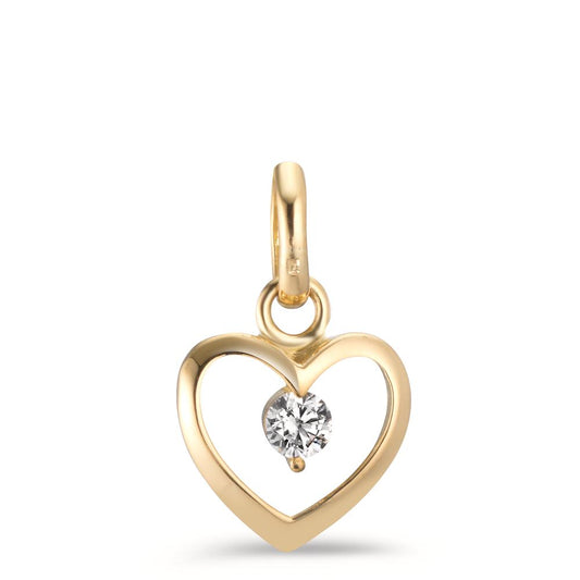 Pendentif Or jaune 18K Zircone Coeur Ø8.5 mm