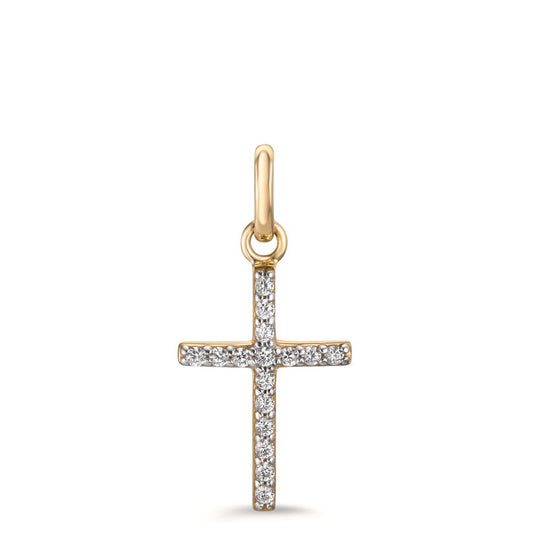 Pendentif Or jaune 18K Zircone 16 Pierres Croix