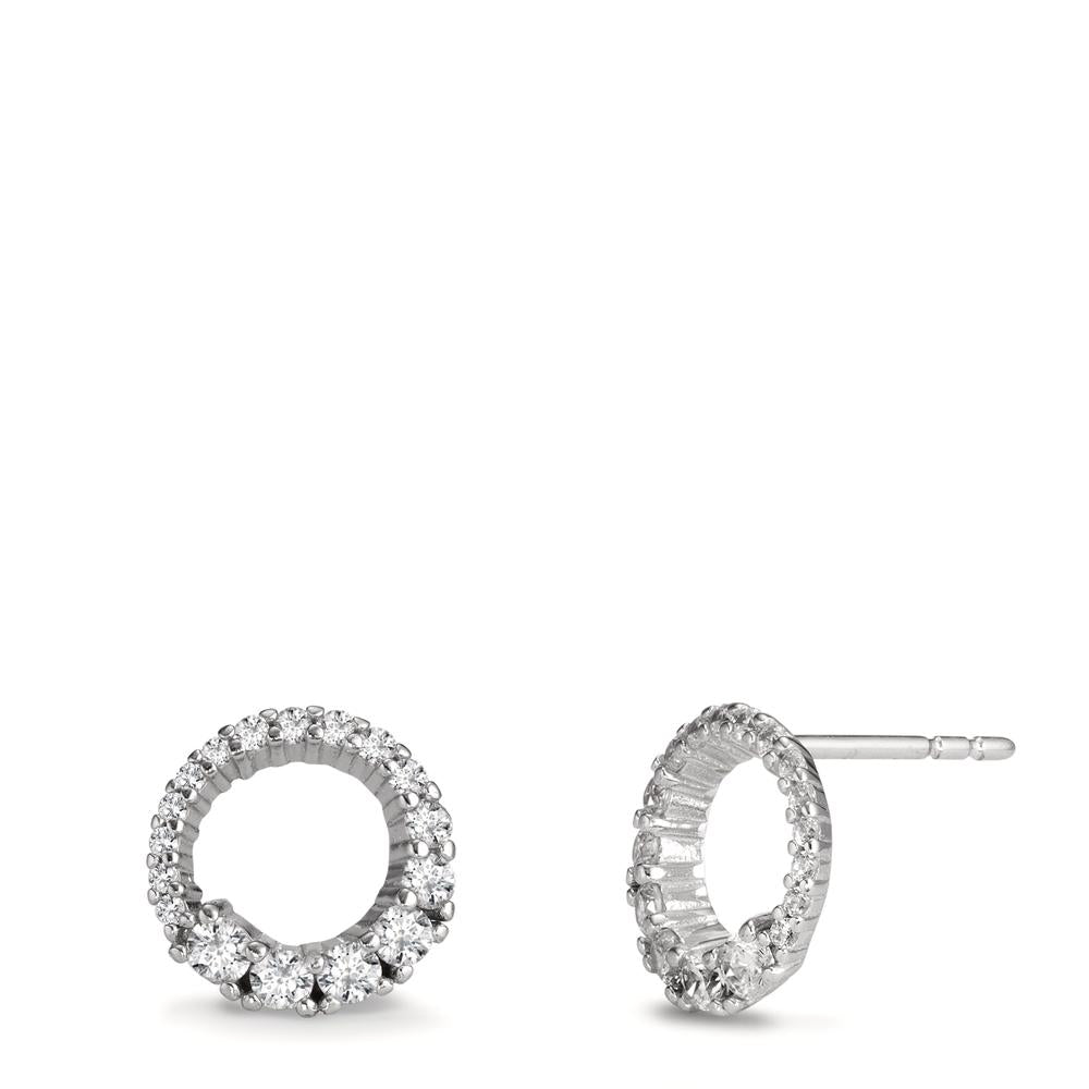 Clous d'oreilles Or blanc 18K Zircone Ø9.5 mm