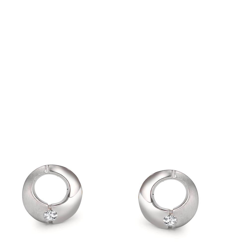 Clous d'oreilles Or blanc 18K Zircone 2 Pierres Ø6.5 mm