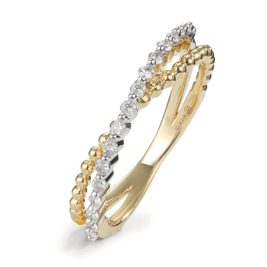 Fingerring 375/9 K Gelbgold Diamant 0.15 ct, 17 Steine, w-pi3