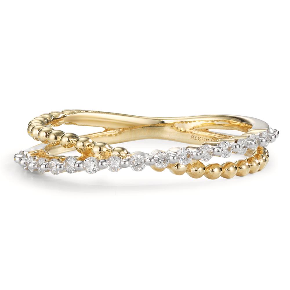 Fingerring 375/9 K Gelbgold Diamant 0.15 ct, 17 Steine, w-pi3