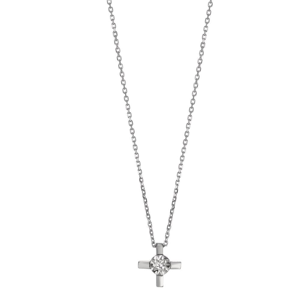 Collier 750/18K witgoud Diamant 0.015 ct, w-si Kruis 40-42 cm