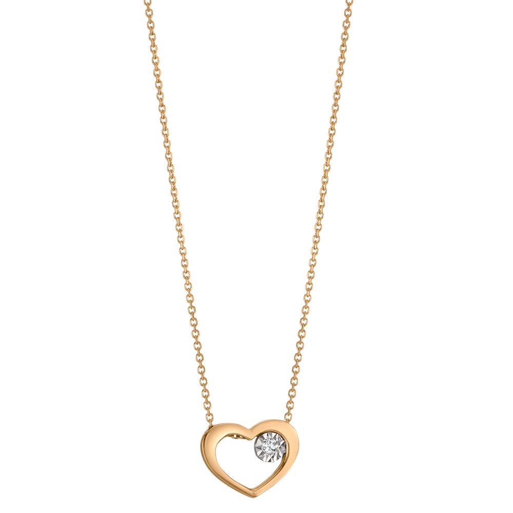 Collier 750/18K geel goud Diamant 0.015 ct, w-si Hart 40-42 cm Ø9 mm