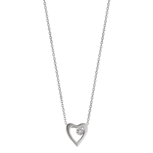 Collier 750/18K witgoud Diamant 0.005 ct, w-si Hart 40-42 cm Ø6 mm