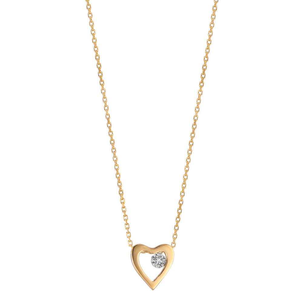 Collier 750/18K geel goud Diamant 0.005 ct, w-si Hart 40-42 cm Ø6 mm