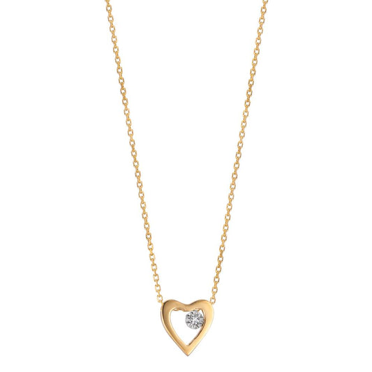 Collier 750/18K geel goud Diamant 0.005 ct, w-si Hart 40-42 cm Ø6 mm