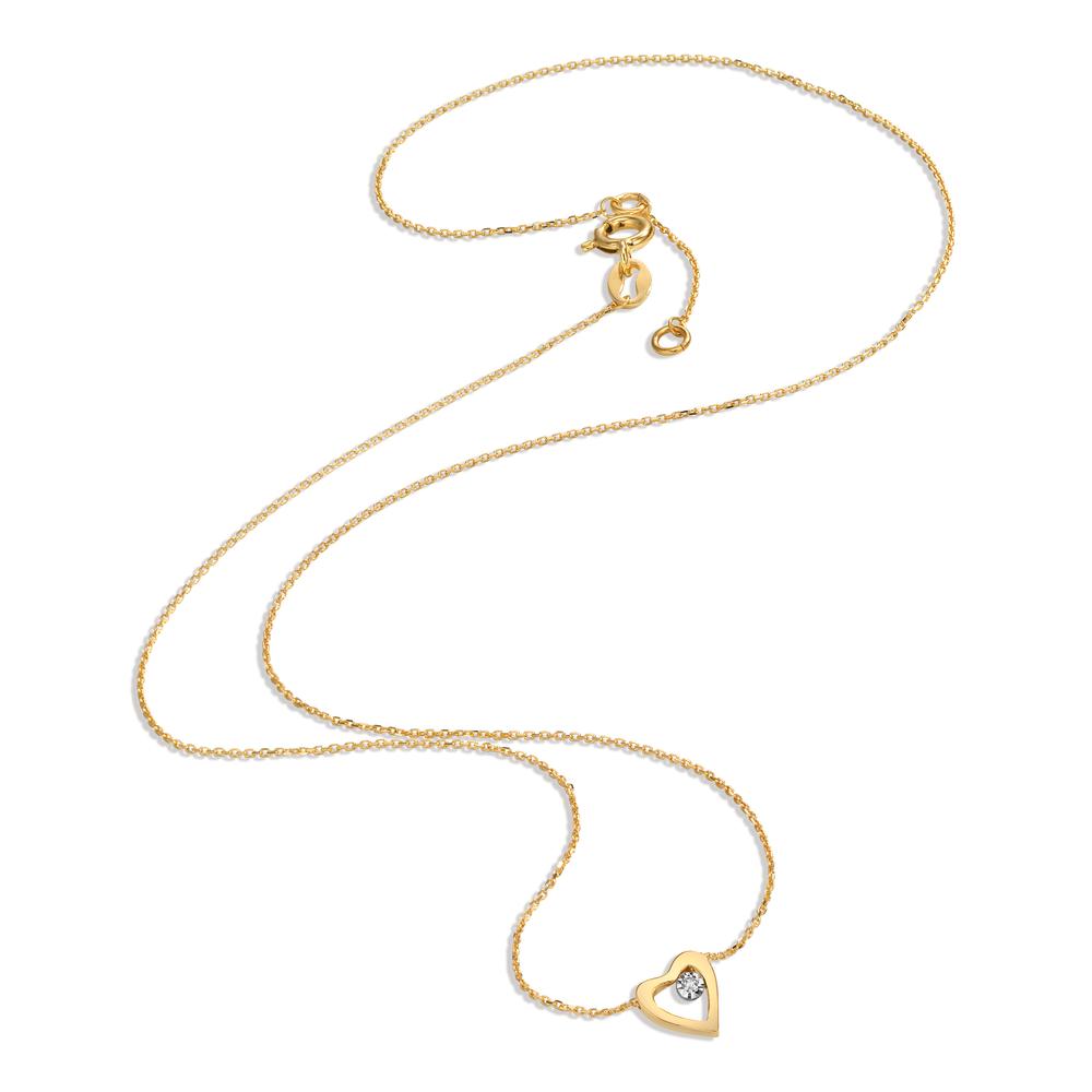 Collier 750/18K geel goud Diamant 0.005 ct, w-si Hart 40-42 cm Ø6 mm