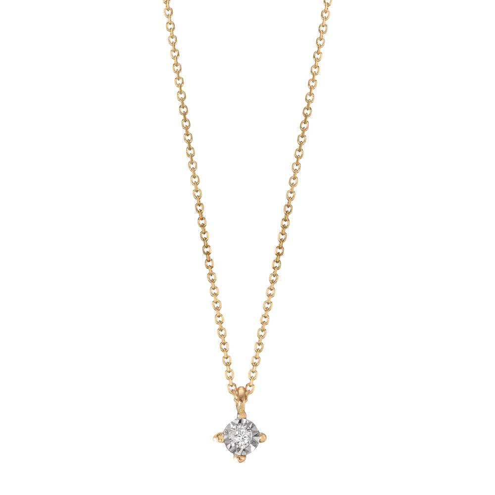 Collier 750/18K geel goud Diamant 0.02 ct, w-si 40-42 cm Ø2.8 mm