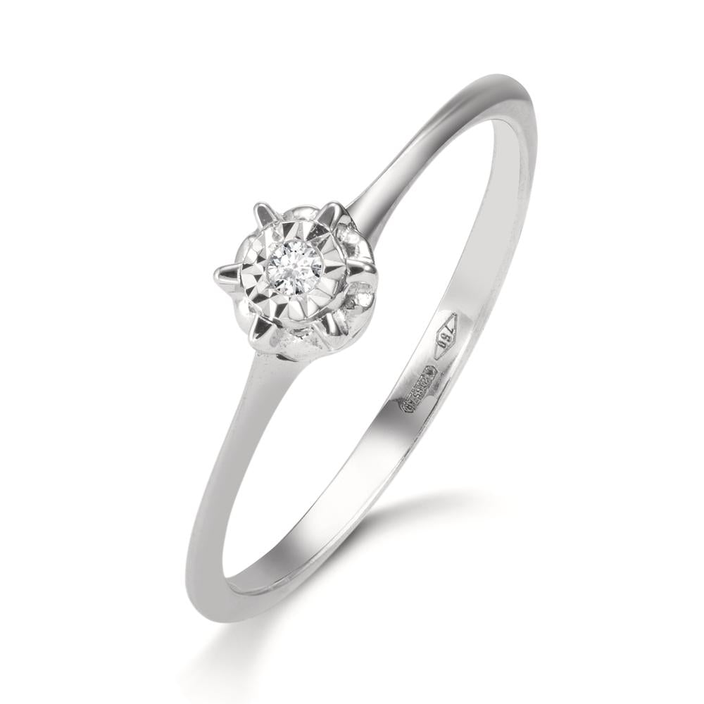 Solitär Ring 750/18 K Weissgold Diamant 0.015 ct, w-si Ø4.5 mm