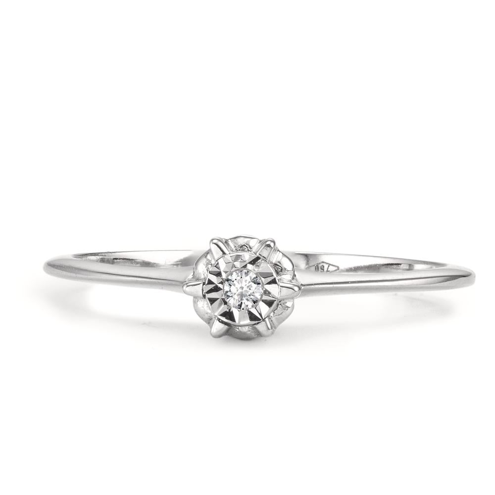 Bague solitaire Or blanc 18K Diamant 0.015 ct, w-si Ø4.5 mm