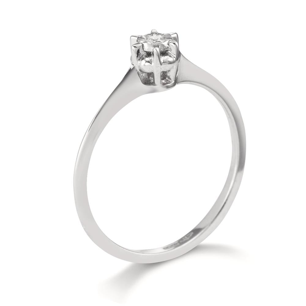 Solitaire ring 750/18K krt witgoud Diamant 0.015 ct, w-si Ø4.5 mm