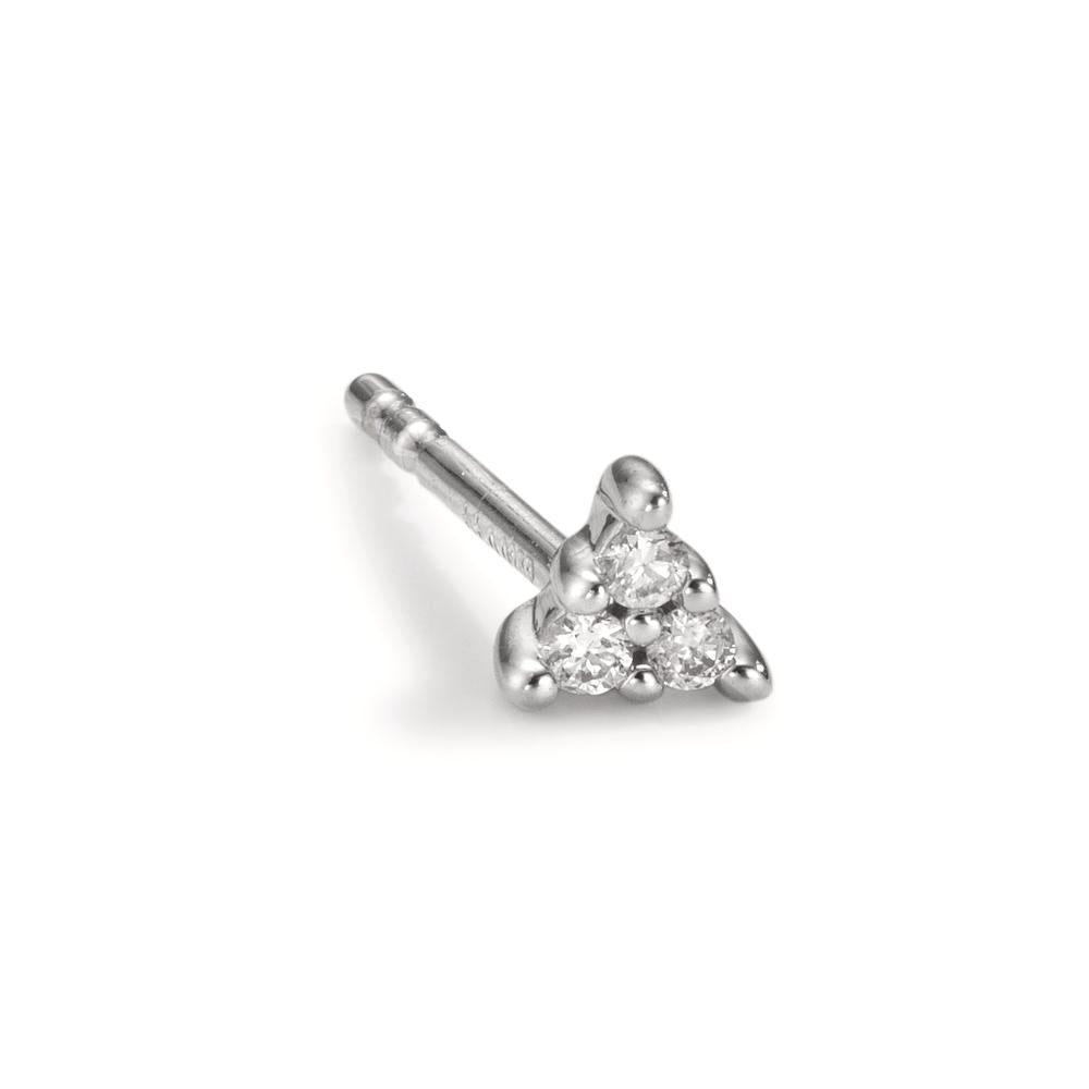 Clous d'oreille à l'unité Or blanc 18K Diamant 0.025 ct, 3 Pierres, w-pi1 Ø3.5 mm