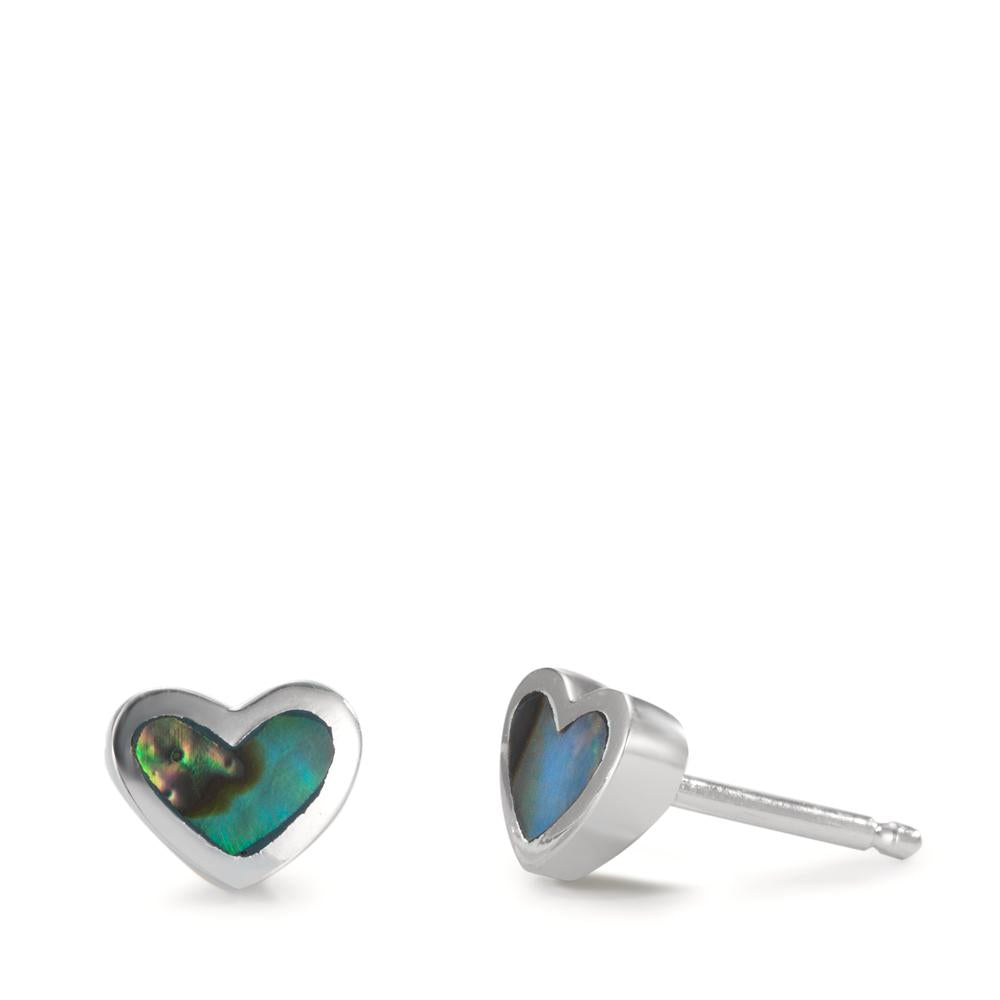 Clous d'oreilles Argent Abalone Coeur Ø6 mm