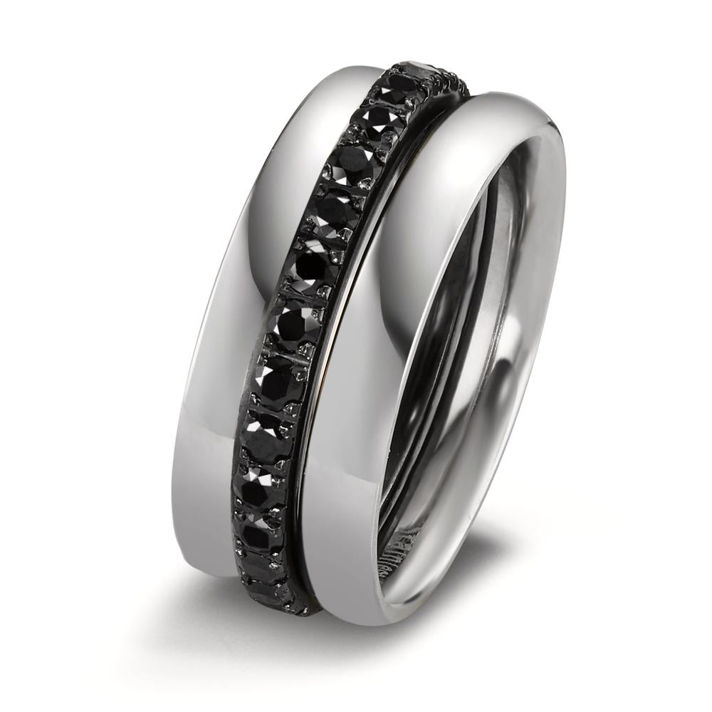 Bague Acier inoxydable Zircone noir