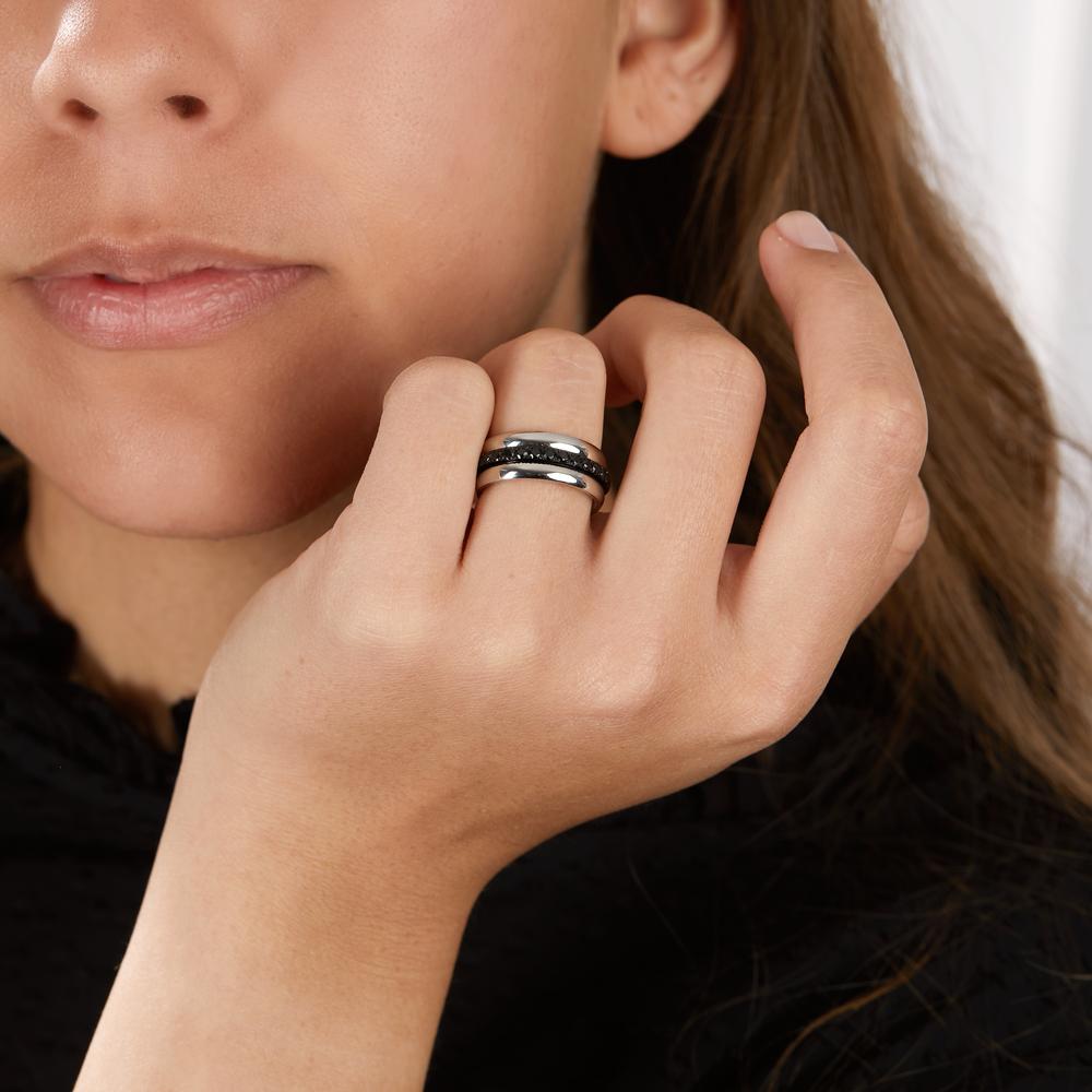 Bague Acier inoxydable Zircone noir