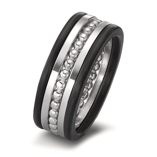 Ring 585/14 krt witgoud, Carbon, 585/14 krt witgoud