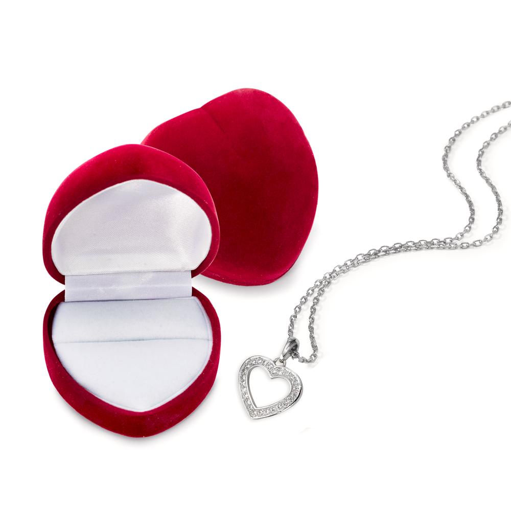 Halskette mit Anhänger Silber Zirkonia rhodiniert Herz verstellbar Ø13 mm