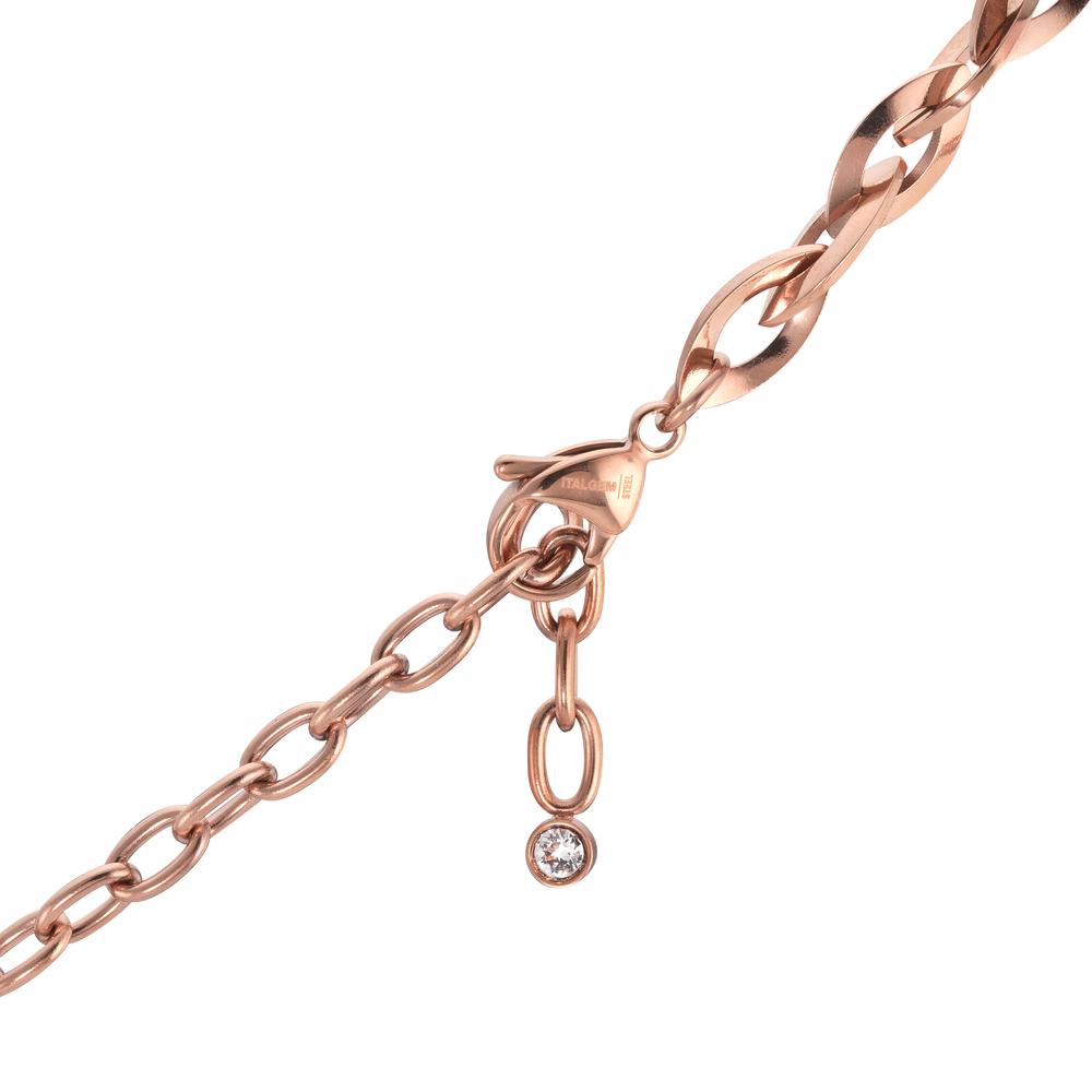 Collier Roestvrijstaal Zirkonia Rosé IP-gecoat 50-60 cm