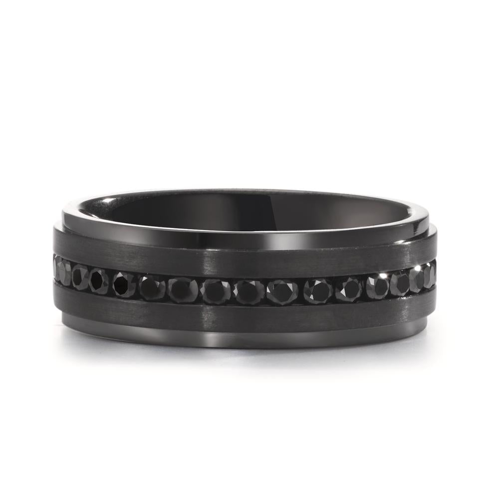 Fingerring Edelstahl Zirkonia schwarz schwarz IP beschichtet