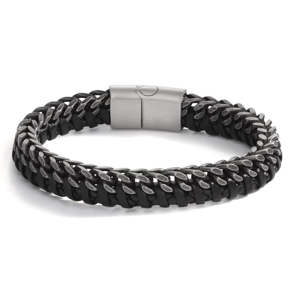 Armband Roestvrijstaal, Leder 20.5 cm