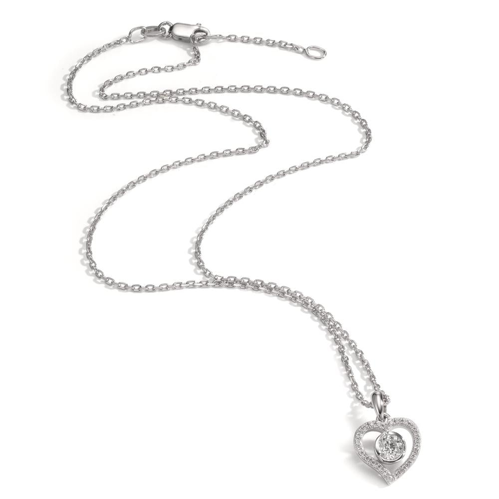 Chaînette avec pendentif Argent Zircone Rhodié Coeur 40-42 cm Ø12.5 mm