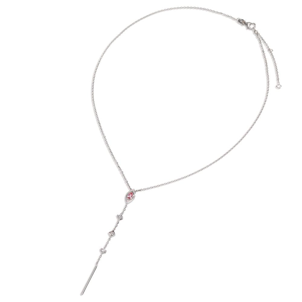 Collier Argent Zircone 4 Pierres Rhodié 39-45 cm