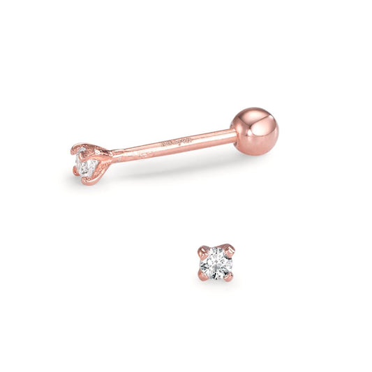 Piercing Zilver Zirkonia 2 Steen Rosé Verguld Ø2.2 mm